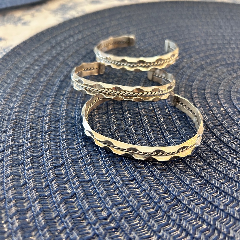 THREE Navajo Native American Cuff Bracelets
